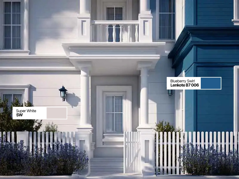 Warna netral dengan aksen kontras untuk eksterior rumah estetik