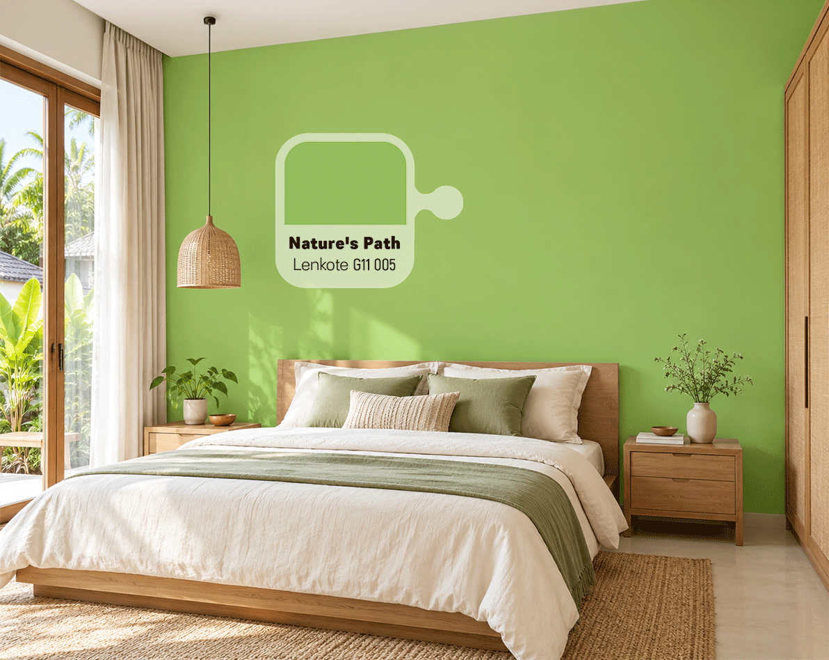 Green bedroom wall for a calm atmosphere